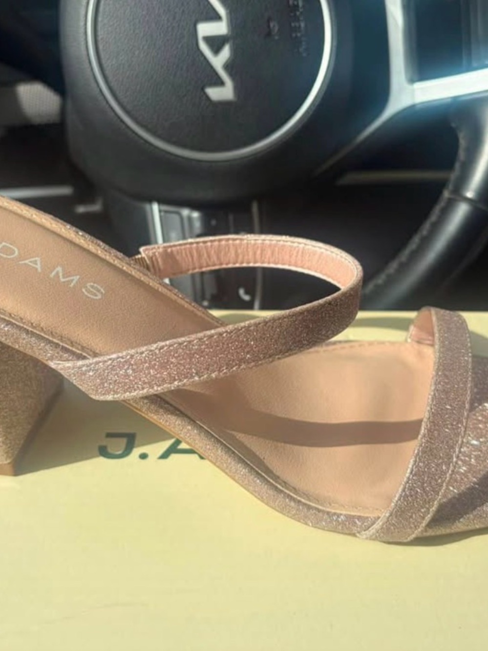 BRAND NEW J. ADAMS Women's Glitter Block Heel Slide Sandals